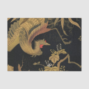 Vintage Japanischer Phoenix Gold Black Bird Seidenpapier