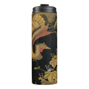 Vintage Japanischer Phoenix Gold Black Bird Thermosbecher