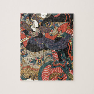 Vintage Japanischer Roter Drache Puzzle
