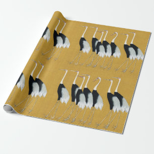 Vintage Japanischer Rotkronenkranich Gold Kunst Geschenkpapier