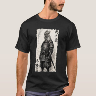 Vintage Japanischer Samurai-Huhn Krieger Sumi-e Ar T-Shirt