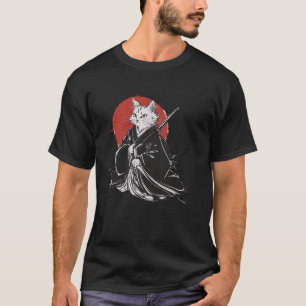 Vintage-Japanischer-Samurai-Katze-Ukiyo-e-Stil-Kri T-Shirt