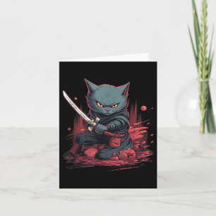 Vintage japanischer Samurai-Ninja-Katzen-Tattoo Ka Karte