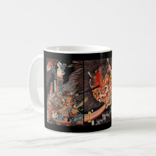 Vintage-Japanischer Samurai vs. Oni Kaffeetasse