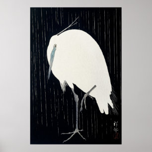 Vintage japanischer Stil Art Kranich Vogel Poster