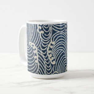 Vintage-japanischer Stoff, Wellenmuster Kaffeetasse
