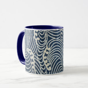 Vintage-japanischer Stoff, Wellenmuster Tasse