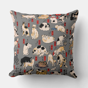 Vintage-Japanischer Ukiyo-e-Katzenmuster: Kuniyosh Kissen