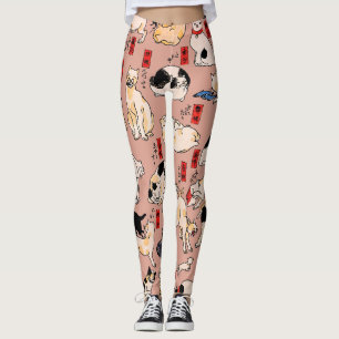 Vintage-Japanischer Ukiyo-e-Katzenmuster: Kuniyosh Leggings