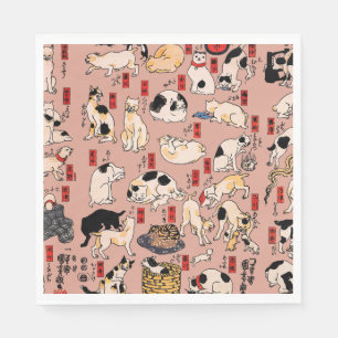 Vintage-Japanischer Ukiyo-e-Katzenmuster: Kuniyosh Serviette