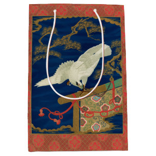 Vintage Japanischer Weißer Falke Art G.A. Audsley Mittlere Geschenktüte