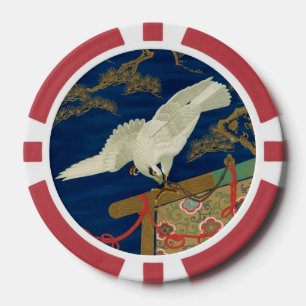 Vintage Japanischer Weißer Falke Art G.A. Audsley Pokerchips