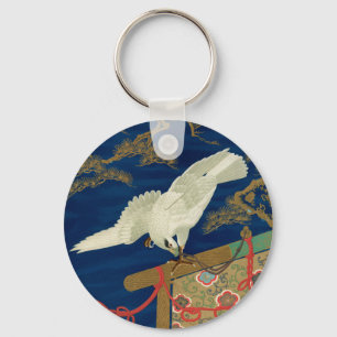 Vintage Japanischer Weißer Falke Art G.A. Audsley Schlüsselanhänger