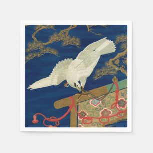 Vintage Japanischer Weißer Falke Art G.A. Audsley Serviette