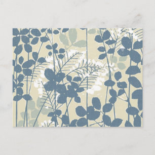 Vintage japanisches blaues botanisches Design: Cre Postkarte