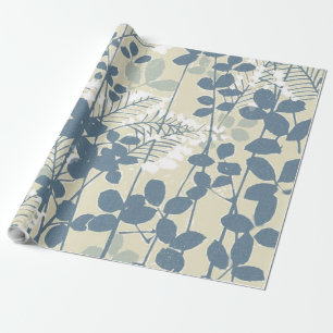 Vintage japanisches blaues botanisches Muster: Cre Geschenkpapier