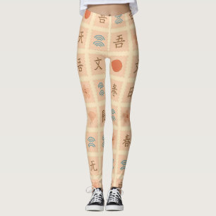 Vintage-Japanisches Briefmarkenmuster Leggings