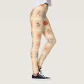 Vintage-Japanisches Briefmarkenmuster  Leggings (Rechts)