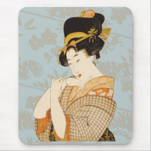 Vintage japanisches Geisha-Mädchen Unterhalterin i Mousepad