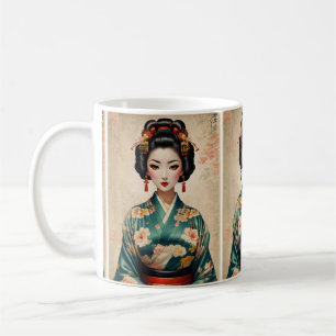 Vintage-Japanisches Geisha-Porträt Kaffeetasse