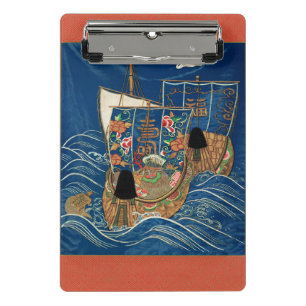 Vintage Japanisches Glücksschatzschiff G.A. Audsle Mini Klemmbrett