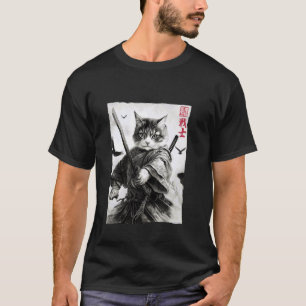 Vintage Japanisches Katana Krieger Kätzchen Ukiyo T-Shirt