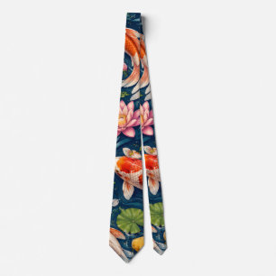 Vintage-Japanisches-Koi-Fisch-Muster-Gemälde Krawatte