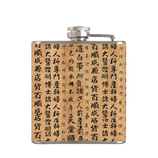 Vintage japanisches Papier-Drucke Flachmann (Rückseite)