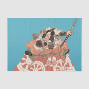 Vintage japanisches Porträt - Krieger mit Schwert Seidenpapier