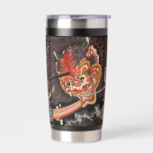 Vintage-japanisches Triptychon: Samurai vs. Oni-Kö Thermobecher (Links)