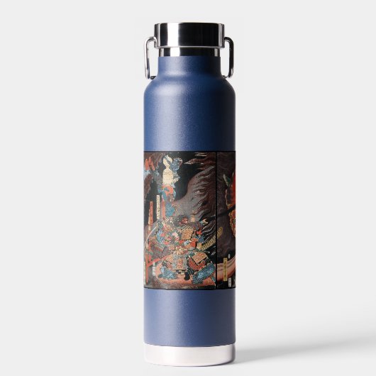 Vintage-japanisches Triptychon: Samurai vs. Oni-Kö Trinkflasche (Vorne)