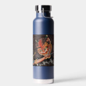 Vintage-japanisches Triptychon: Samurai vs. Oni-Kö Trinkflasche (Links)