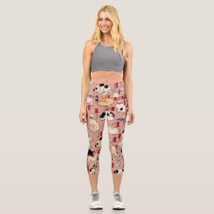 Vintage japanisches Ukiyo-e-Katzenmuster: Kuniyosh Capri Leggings