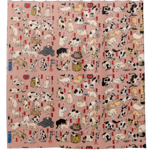 Vintage Japanisches Ukiyo-e-Katzenmuster: Kuniyosh Duschvorhang