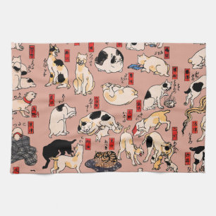 Vintage japanisches Ukiyo-e-Katzenmuster: Kuniyosh Geschirrtuch
