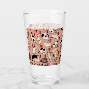 Vintage japanisches Ukiyo-e-Katzenmuster: Kuniyosh Glas