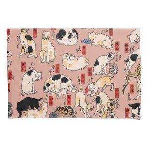 Vintage japanisches Ukiyo-e-Katzenmuster: Kuniyosh Kissenbezug