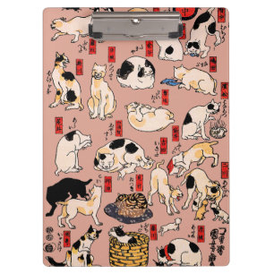 Vintage Japanisches Ukiyo-e-Katzenmuster: Kuniyosh Klemmbrett
