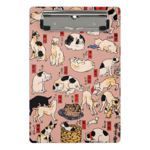 Vintage japanisches Ukiyo-e-Katzenmuster: Kuniyosh Mini Klemmbrett