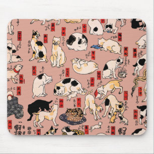 Vintage japanisches Ukiyo-e-Katzenmuster: Kuniyosh Mousepad