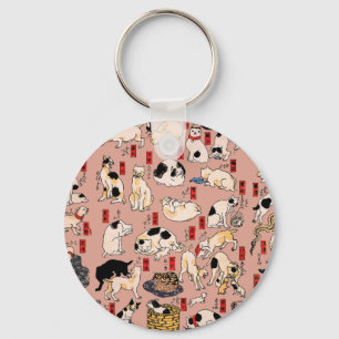 Vintage-Japanisches Ukiyo-e-Katzenmuster: Kuniyosh Schlüsselanhänger