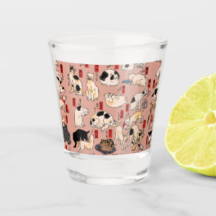Vintage japanisches Ukiyo-e-Katzenmuster: Kuniyosh Schnapsglas