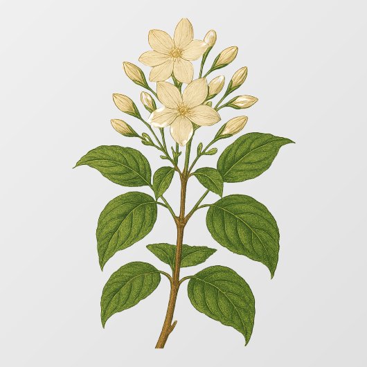 Vintage-Jasmin Fensteraufkleber (Blatt)