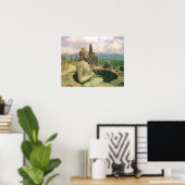 Vintage Java, Borobodur-Tempel, Buddha-Figur Poster (Heimbüro)