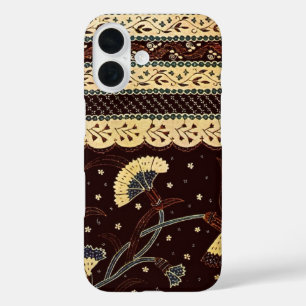 Vintage-javanesisches Batik-Textil-Wallpaper-Muste iPhone 16 Hülle