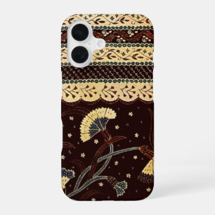Vintage-javanesisches Batik-Textil-Wallpaper-Muste iPhone 16 Hülle