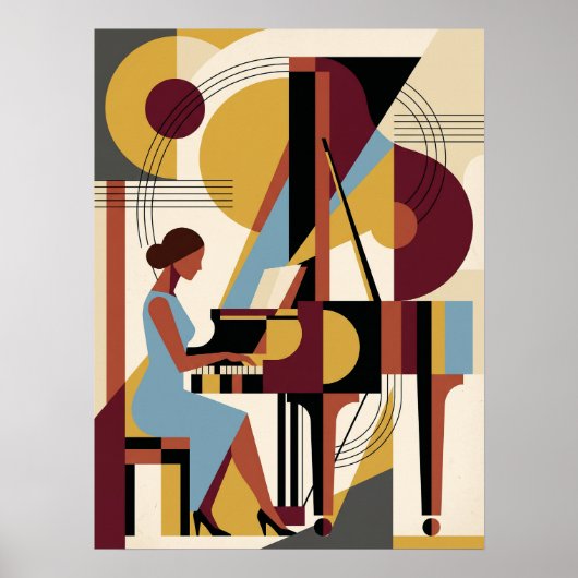 Vintage-Jazz-Art-Deco-Musikposter Poster (Vorne)