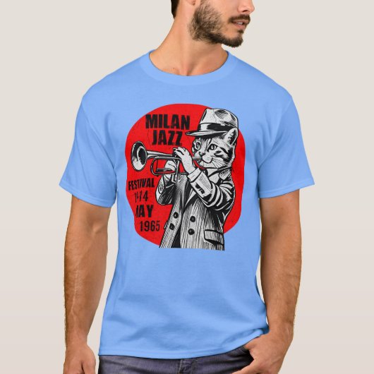 Vintage Jazz Cat Trumpet - unique T-Shirt (Vorderseite)