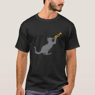 Vintage-Jazz-Katze-Trompete-Lustige-Kitty-Musiker- T-Shirt