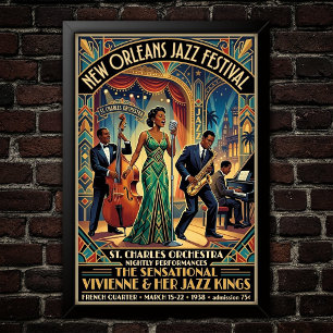 Vintage-Jazz-Kunstplakat aus den 1930er Jahren Poster